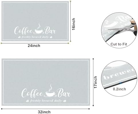 CooRug Fashion Coffee Mat, Dish Drying Mat 17" x 32" Light Grey