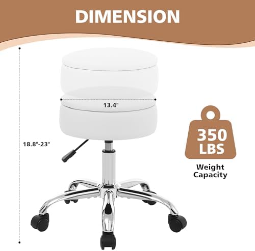 Adjustable Vanity Stool Storage Swivel Rolling Vanity Chair with Wheels