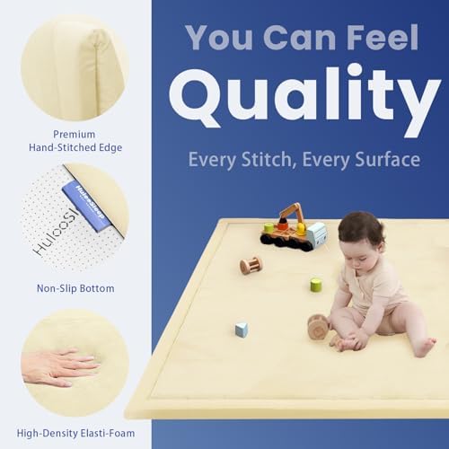 Baby Play Mat for Floor,59 * 71in(Vanilla)