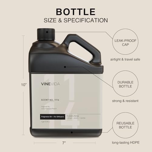 VINEVIDA [128 Fl Oz] Scent NO. 1114 Fragrance Oil for Cold Air Diffusers, Notes of Peach, Orange Blossom, Honeysuckle & Vanilla Essential Oils for Diffuser Oil Refill & Air Freshener Spray