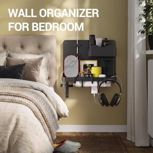 Bedside Shelf, Dorm Room Essentials Metal Floating Shelves (Black)