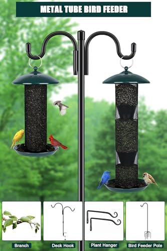Gtongoko Finch Feeders for Outside All Metal Mesh Tube Bird Feeder Green