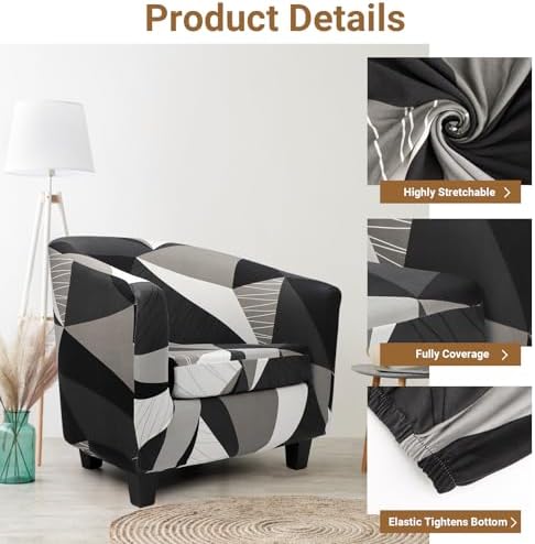 Barrel Chair Covers Slipcover 1 Piece, 2 Pack Club Chair Covers Furniture Protector with Arms, Round Soft Armchair Sofa Cover Removable Couch Slipcover for Bar Living Room Hotel Counter