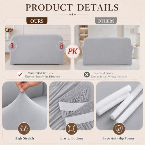 2Pcs Sofa Cover Stretch Soft with Non-Slip Foam and Elastic Bottom