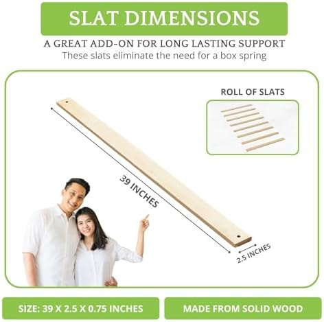 Replacement Bed Slats for Twin, Full, Queen & King Beds; Solid Wood Support