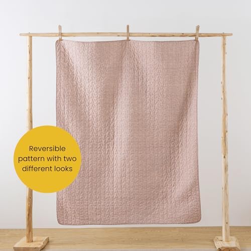 SLPR - Cotton Quilted Throw Blanket, 50" x 60" Pink Floral, Secret Garden