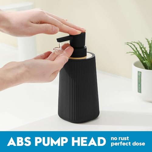 YAUKPH Small Soap Dispenser for Bathroom and Kitchen Bamboo Decor Black