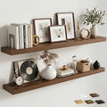 55 Inch Floating Shelves for Wall, 8"D Wood Storage Shelves, Walnut Finish