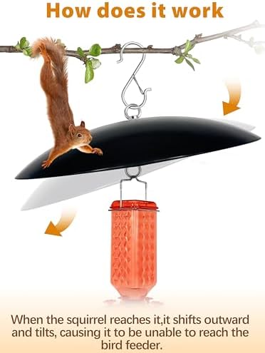 13" Bird Feeder Rain Guard, Hummingbird Feeder's Shade Dome Cover, Hanging Baffle for Bird Feeders Pole,Smart Birds Feeder Umbrella (Black), 3 Pack