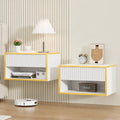 4ever2buy Floating Nightstand Set of 2, White Bedroom Night Stand