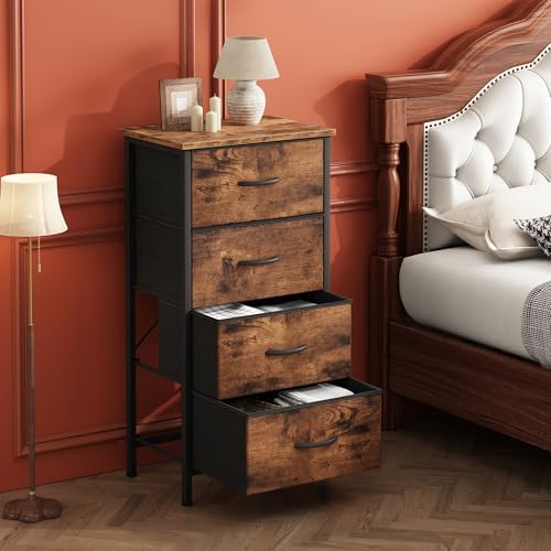 Sweetcrispy 4 Drawer Dresser, Tall Storage Cabinet for Bedroom and Closet
