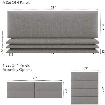 Vänt Wall Mounted Headboard Panels, King/Twin, Weave Moondust Grey