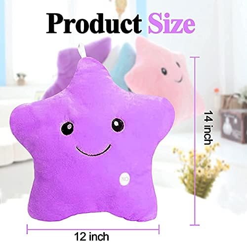 Twinkle Twinkle Little Star Pillow,Cute Plush Pillows for Kids Pillows Decorative Lighted Up Toy and Glowing Pillow Gifts,Girls Stuffed Animal Shaped Throw Pillows Doll,Purple