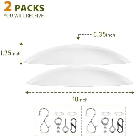 10" Bird Feeder Rain Guard, Hummingbird Feeder Shade Dome Cover, Hanging Baffle for Bird Feeder Pole,Smart Birds Feeder's Umbrella(Translucent), 4 Pack