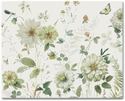CounterArt Green Fields Tempered Glass Cutting Board 15" x 12"