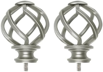 KAMANINA Antique Silver Finials for 1 or 7/8 In Curtain Rods, M6 Screw