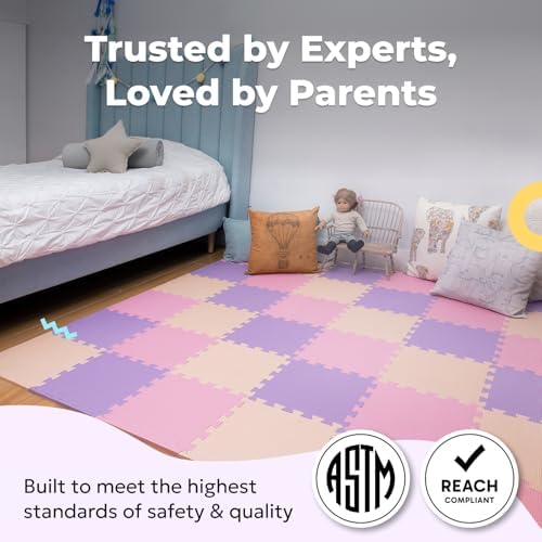 MioTetto Baby Play Mat, Soft Foam Floor Tiles for Kids. Adjustable Interlocking Foam Tiles, Fits with 74x74 Playpen Baby mat for Crawling & Development, Safe & Non-Toxic Playmat for Babies 6-12 Months