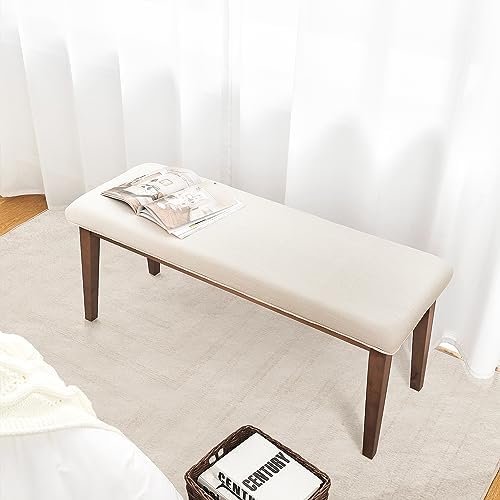 kinmars Entryway Bench for Bedroom End of Bed, 42.5", Beige