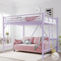 VINGLI Queen Loft Bed with Flat Rungs for Adults, Kids and Young Teens, No Box Spring Required,Heavy Duty Metal Slat Support, Purple