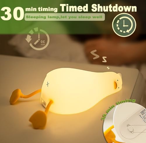 Cute Duck Night Light,Lying Duck Night Light for Kids,Silicone Squishy Lamp
