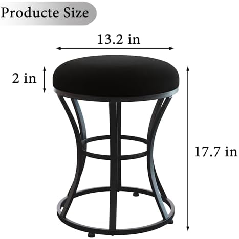 Vanity Chair, Small Velvet Vanity Stool & Ottoman Bench for Bathroom, Dorm