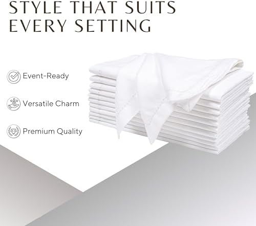Ramanta Home Flax Linen Cloth Napkins Set of 12 20x20 Inches - White