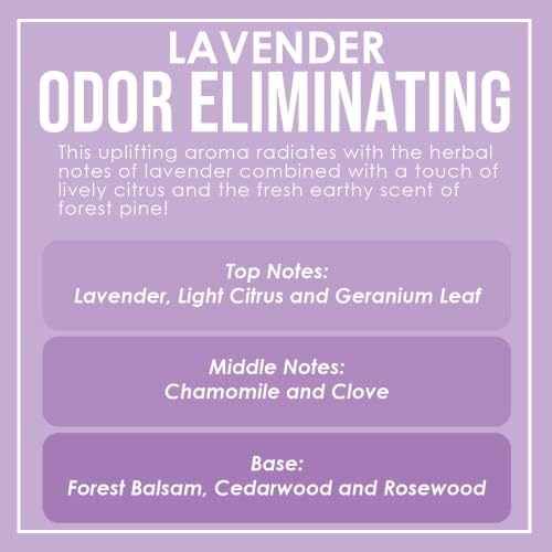 Lavender Odor Eliminating Highly Fragranced Candle - Eliminates 95% of Pet, Smoke, Food, and Other Smells Quickly - Up to 80 Hour Burn time - 12 Ounce Premium Soy Blend