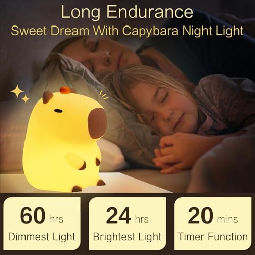 YR YRHH-PET Orange Capybara Cute Night Light, LED Squishy Novelty Lamp