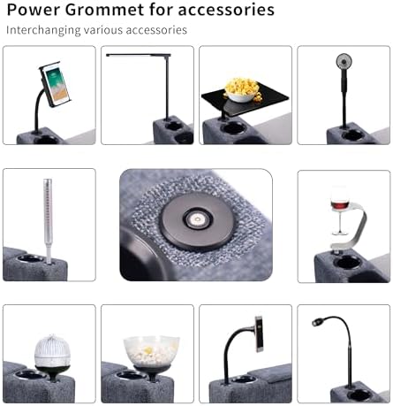 Multifunctional Sofa Armrest, Couch Armrest with Cup Holder, Removable Sofa Caddy with Storage,Equipped with LED Reading Light&Wireless Charge Stand, Navy