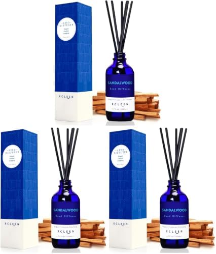 Xcleen Reed Diffuser Set with Sticks, Sandalwood Scented Oil Diffuser for Bathroom, Room Fresheners, Home Fragrance Bedroom Office Decor & Gift (Pack of 3)