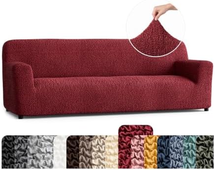 PAULATO Premium Stretch Couch Covers for Sofa - Sofa Chair Cover Washable, Dogs & Pets Friendly - Elastic Polyester Loveseat Slipcovers - Non-Slip Love Seat Couch Covers - Burgundy (86"-120" Wide)