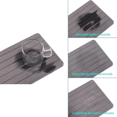 NiuYichee 2 PCS Water Absorbent diatomite Coasters, 8.3" x 4" Water Absorbing Stone Tray for Sink, Stone Drying mat for Kitchen Counter, Stone soap Tray Used for Hand Soaps & toiletries & Plants