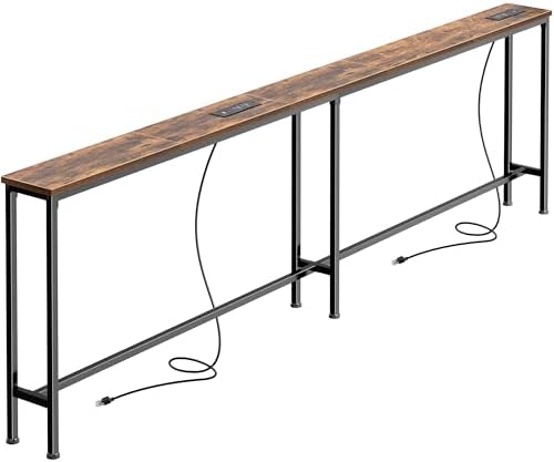 SUPERJARE 79 Inch Sofa Table with 2 Power Outlets and USB-C Ports
