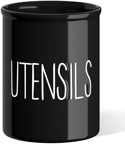Barnyard Designs Ceramic Farmhouse Kitchen Utensil Holder 7" (Black)