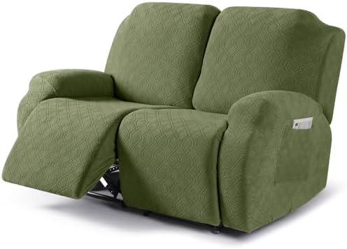VANSOFY Stretch Recliner Loveseat Cover, Slipcover, Army Green, 2 Seater