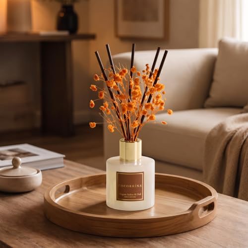 COCORRÍNA Reed Diffuser - Elegant Amber & Oud 3.38 fl oz Reed Diffuser for Bedroom Bathroom Home Décor
