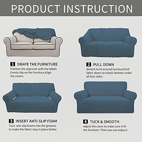Easy-Going Stretch Couch Covers for Sofa Washable Large Bluestone