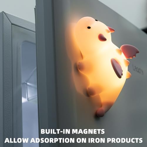 Cute Dinosaur Night Light, Squishy Silicone Dinosaur Lamp Rechargeable Light, Nursery Animal Touch Bedside Lamp, 3 Level Dimmable with 7 Color,Table Night Lamp for Room Decor Funny Gift for Boys Girls