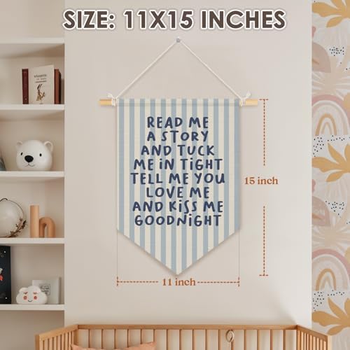 Wheatwin Kids Bedroom Decor, Read Me a Story and Kiss Me Good Night Wall Hanging Pennant Flag Banner, Kids Room Wall Decor for Boys Girls Toddler Nursery Bedroom 15x11 Inch