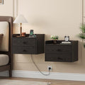 Floating Nightstand Set of 2 with 2 Storage Drawers and Charging Station