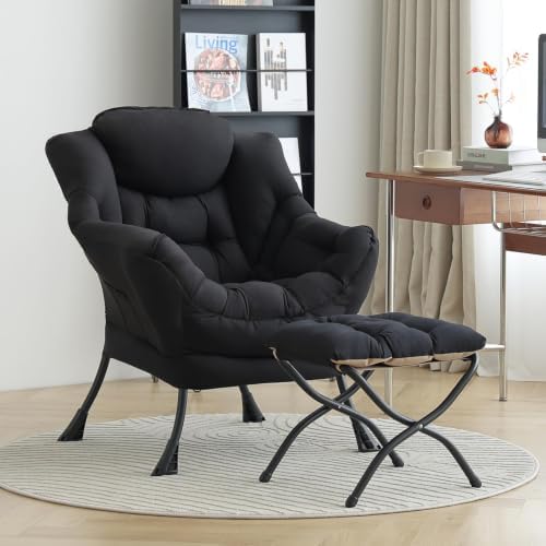 LITA Lazy Chair with Ottoman, Comfy Accent Reading Chair