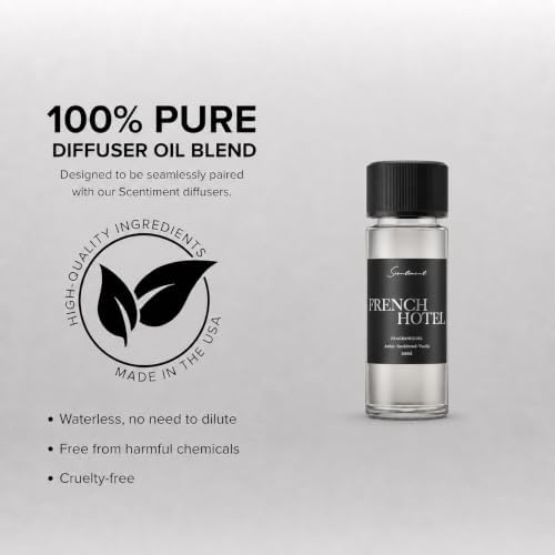 Scentiment French Hotel Diffuser Oil - Premium Hotel Scent with Notes of Clove, Patchouli & Sandalwood Home Scent, Aromatherapy Fragrance Oil Diffuser Refill - 0.68 fl oz (20 mL)