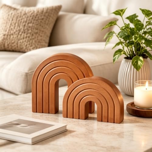 Boho Wooden Rainbow Arch Shelf Decor, Set of 2