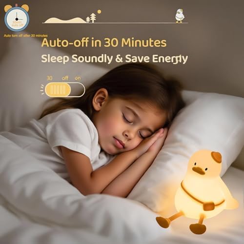 Schoolbag Duck Night Light for Kids, Silicone Squishy Dimmable Lamp