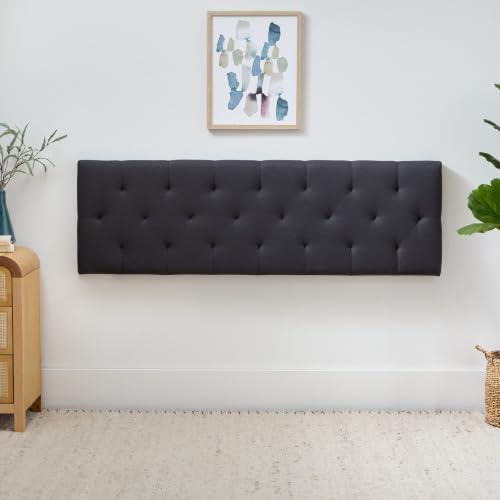 LUCID Mid-Rise Upholstered Headboard, Tufted, Charcoal, Full/Full XL Size