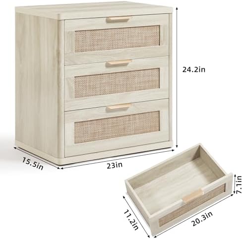 LEYAOYAO Rattan 23" Nightstands with Drawers for Bedroom