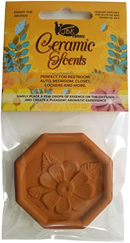 JBK Pottery Ceramic Clay Diffuser – Passive Aromatherapy Oil Diffuser for Essential Oils, Great Home Decor, Car & Office Desk, Patio Warmer, Travel Size Gift, Small Mini Terracotta (Daisy Flower)