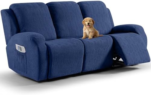 VANSOFY Stretch Recliner Couch Coversr, 8-Pieces Slipcover,Dark Blue