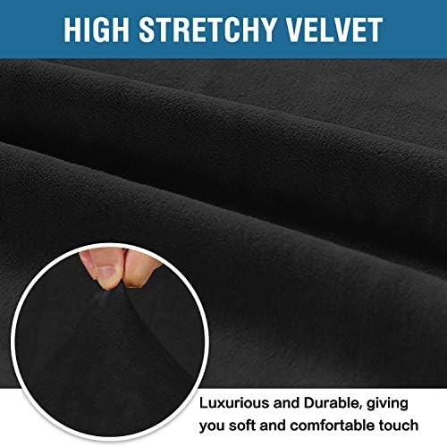 H.VERSAILTEX Stretch Velvet Armchair Cover Couch Covers 1 Cushion Chair Slipcover for Living Room Furniture Cover Crafted from Thick Comfy Rich Velour (Chair 31"-49", Black)