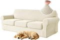 4 Pieces Stretch Couch Covers for 3 Cushion Sofa Cover Decorative Sofa Slipcover Non Slip Washable Thick Soft Elastic Furniture Protector for Pets,(Large, Beige)